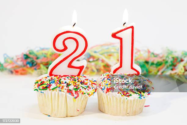Number Twenty One Party Cake Stock Photo - Download Image Now - 20-24 Years, Baking, Birthday