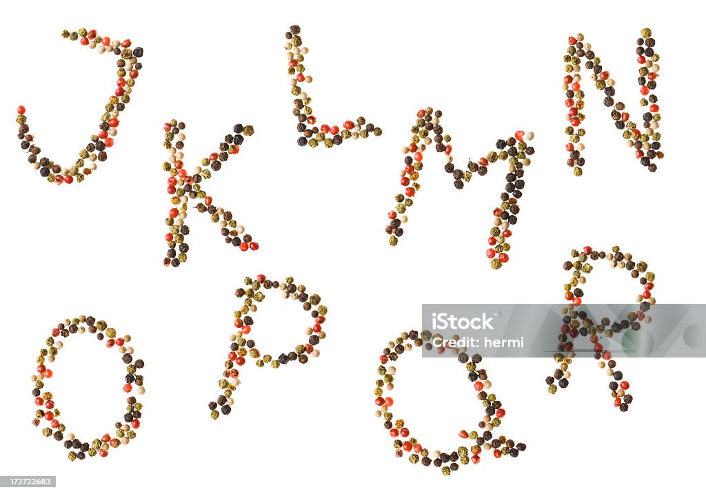 jklmnopqr hecho de granulado de color pimienta - Foto de stock de Alimento libre de derechos