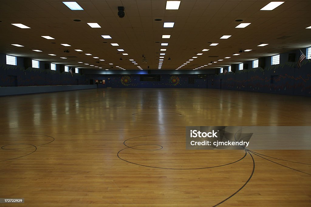 roller rink wide angle shot of an empty roller rink Roller Rink Stock Photo