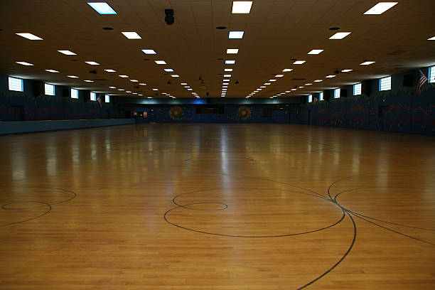 roller rink wide angle shot of an empty roller rink roller rink stock pictures, royalty-free photos & images