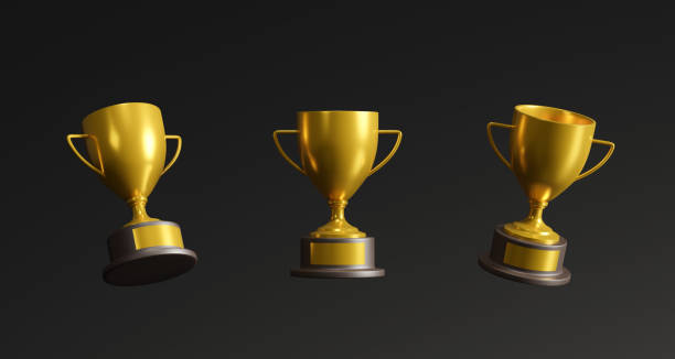 istock champion golden trophy placed dark background. 1727240904