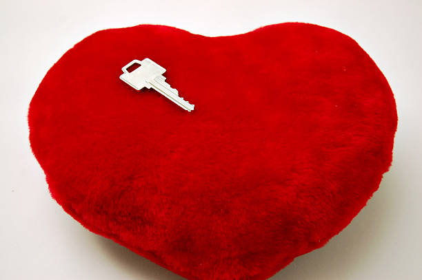 istock Metal key and red plush heart-shaped toy 172724557