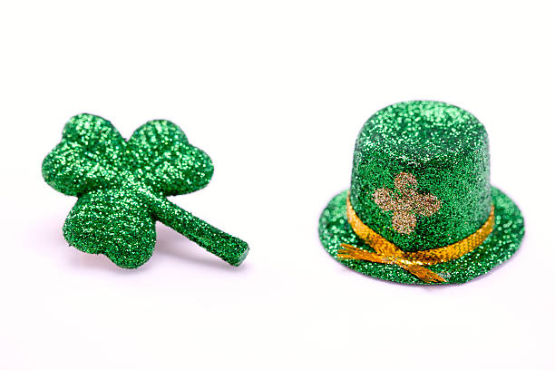 istock Background of White, Green Shamrock and St Patricks Hat, Copyspace 172724852