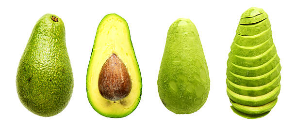 aguacate fila - avocado portion fruit isolated fotografías e imágenes de stock