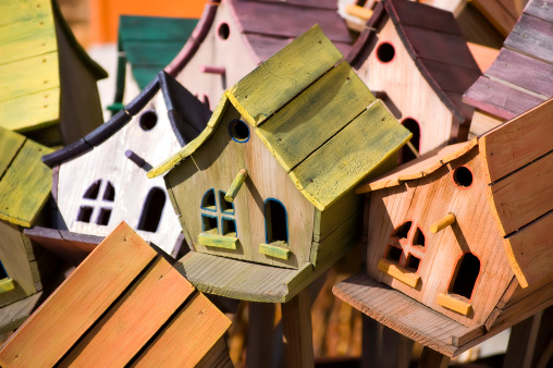 A Colorful collection of bird housesView more images from this collection below!
