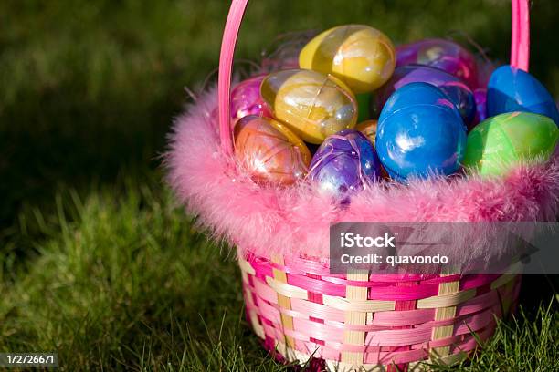 Korb Mit Ostern Eier Auf Der Sonnigen Wiese Textfreiraum Stockfoto und mehr Bilder von Am Rand