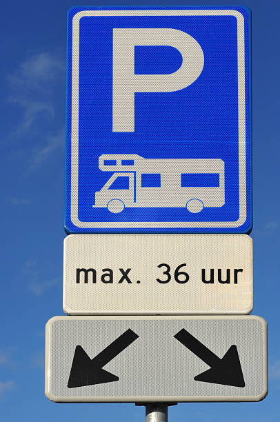 istock Sign post for motorhome  campervan parking lot 172726839