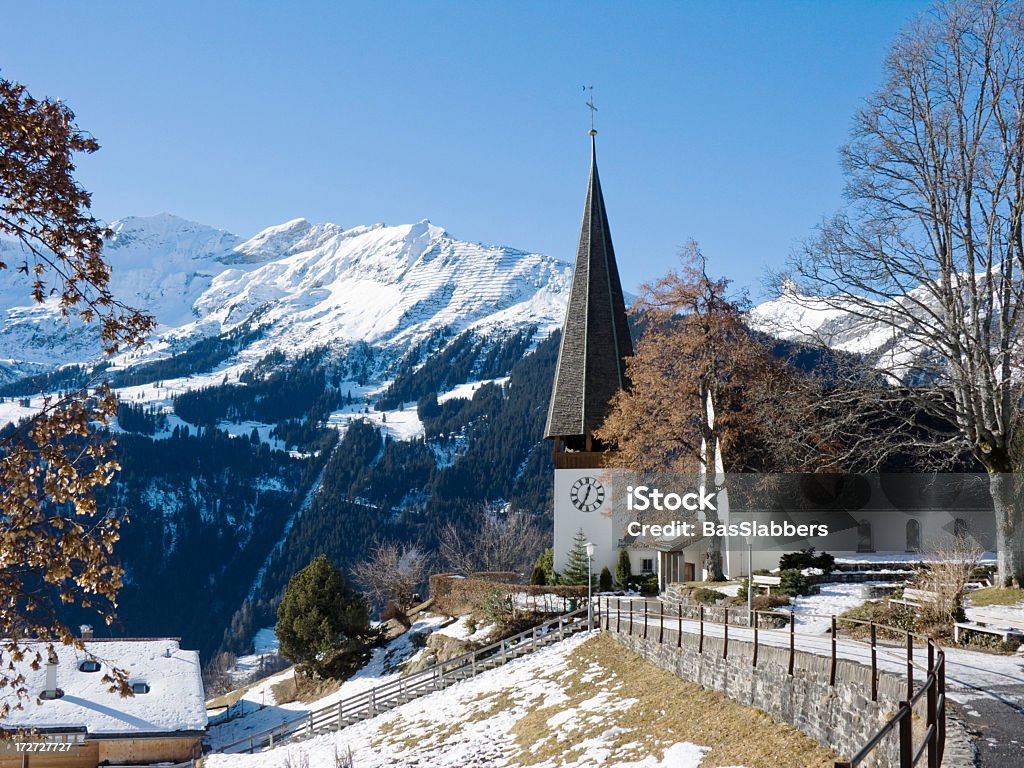 Travel; Église de Wengen, l'hiver - Photo de Hiver libre de droits