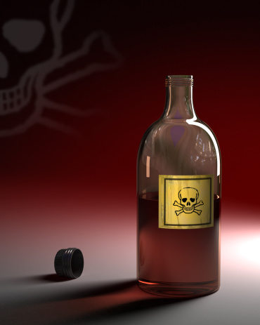 Bottle of poison with the lid off