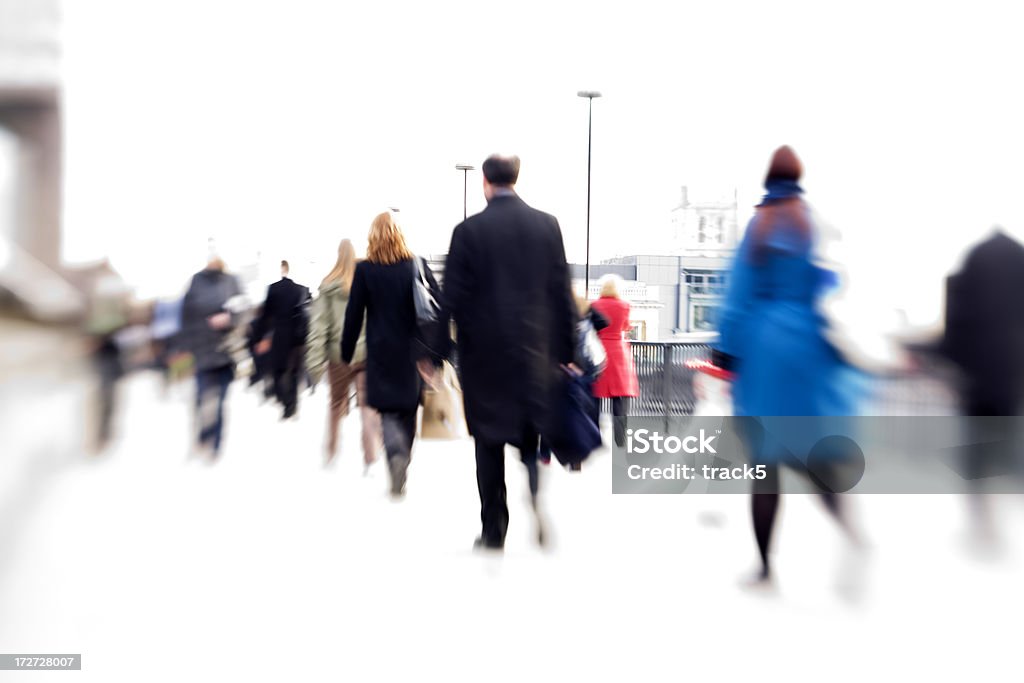rush hour: office workers abstract blur "Blurred business abstract of commuters on their way to the office.Long exposure, Lensbaby." Crowd of People Stock Photo