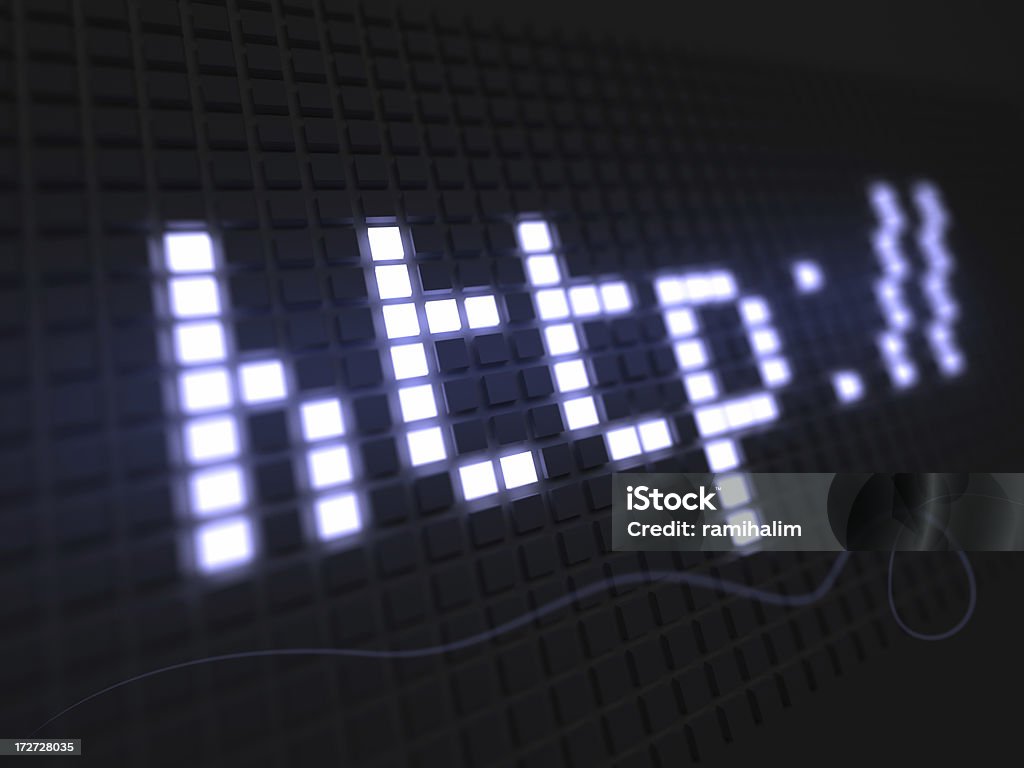 http macro abstract of screen .. glowing pixels .. 'at' Symbol Stock Photo