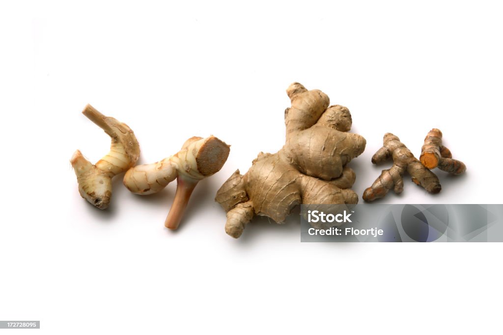 Asiatische Inhaltsstoffe: Galangal-Ingwer, Kurkuma - Lizenzfrei Kurkuma Stock-Foto