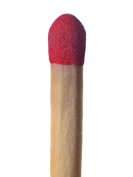 Extreme closeup of match on white background