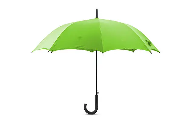 Photo of Lime green open umbrella with a curly handle