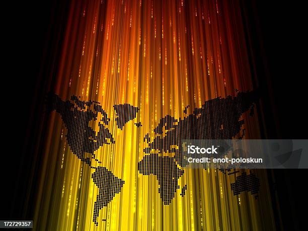 Digital Background Stock Photo - Download Image Now - Flat - Physical Description, Orange Color, World Map
