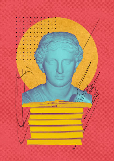 istock Abstract human antique statue and books. Creative idea symbol, art design or collage. Mental Health, thinking, psychology, education concept 1727297004