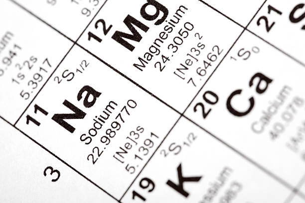 elementos de sódio e magnésio - periodic table chemistry science molecule imagens e fotografias de stock