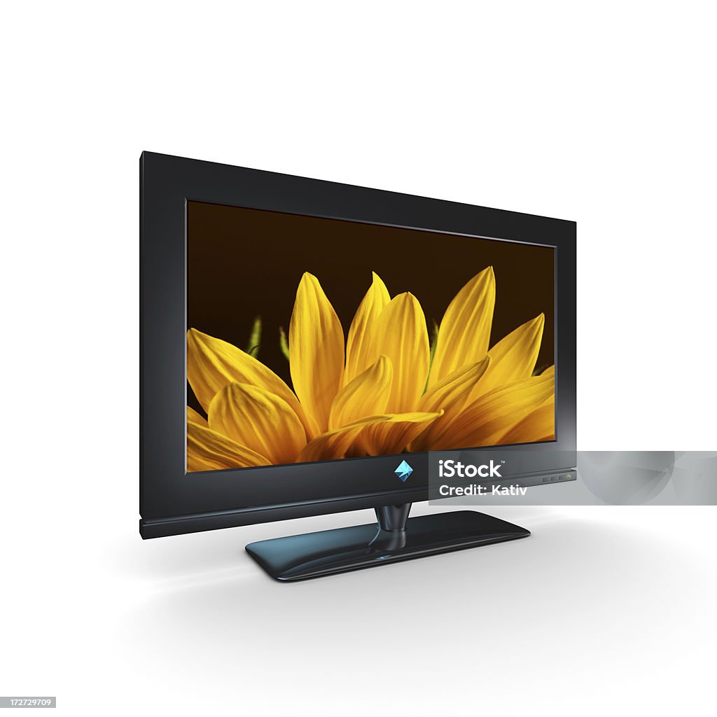 Sonnenblume auf dem TV-Bildschirm (XXXL - Lizenzfrei Fernseher Stock-Foto