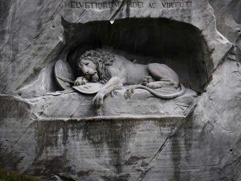 The Lion Memorial can be found in a public park in Lucern / Switzerland. This allegory remembers the fallen Swiss guardsman in Paris in 1792.
