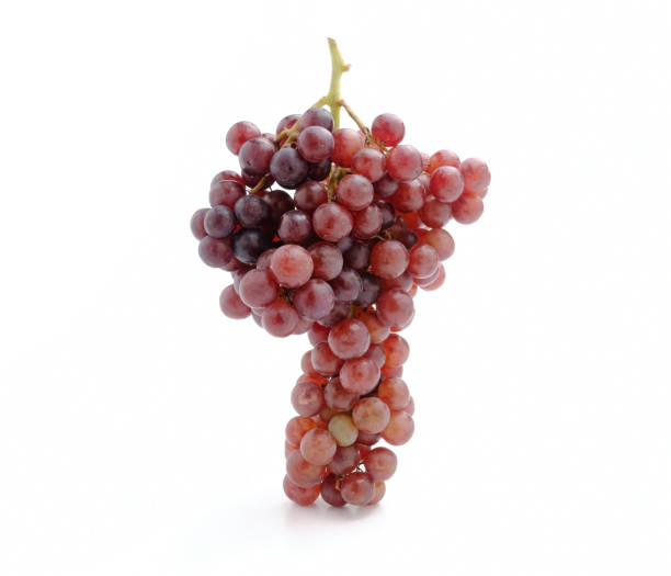 uve rosse fresche isolate su fondo bianco - red grape grape fruit sweet food foto e immagini stock