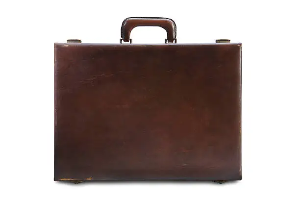 Vintage Brown Briefcase with Clipping Path Included.