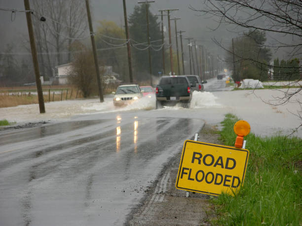 istock Flooded Road with Sign 172730197