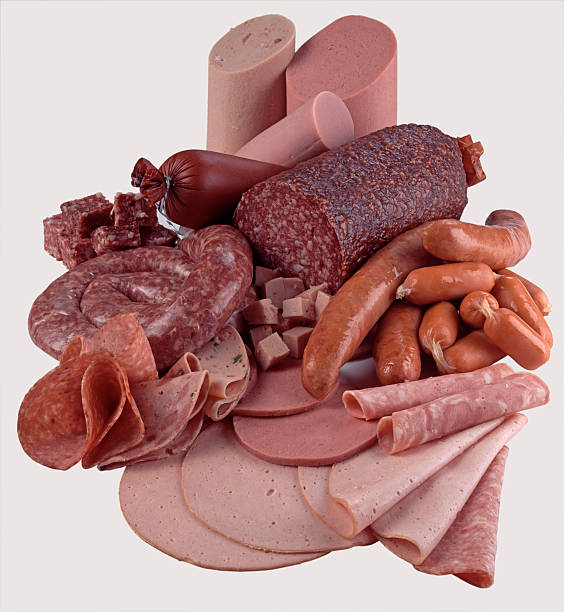 A variety of processed cold meat products