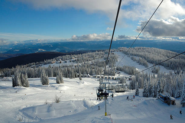 istock Looking down the chair lift 172731086