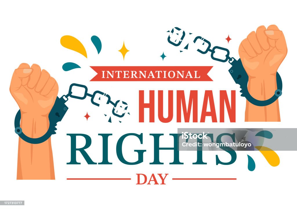 12월 10일 세계 인권의 날 벡터 일러스트레이션 다양한 인종을 위한 사슬을 끊다 자유와 평화를 위해 단결한 사람들 ...