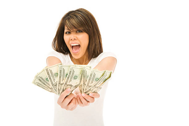istock Happy Young Woman Holding Money 172732030