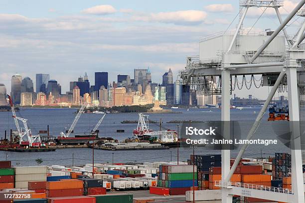 Freight Overlooking New York Landscape View Stock Photo - Download Image Now - New York City, Commercial Dock, Harbor