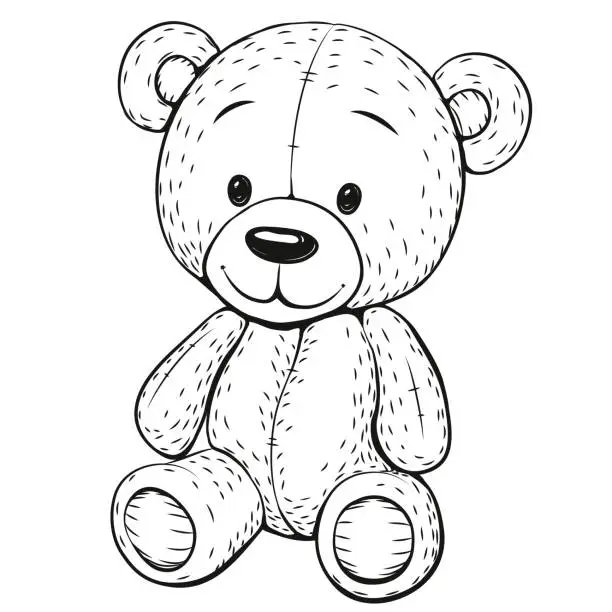 Vector illustration of Sketch of Teddy bear isolated on a white background