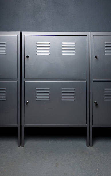 istock Grey Metal Lockers on Concrete 172733357