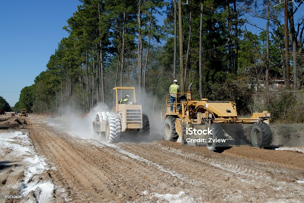 Road Construction- timon et Compacteur de stabilisation du sol - Photo de Sol - Phénomène naturel libre de droits