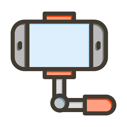 Selfie Stick Vector Thick Line Filled Colors Icon For Personal And Commercial Use.