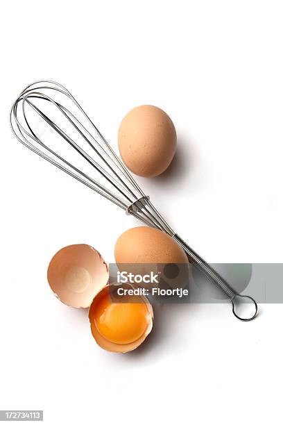 Eggs Whisk And Eggs Stock Photo - Download Image Now - Egg - Food, White Background, Baking