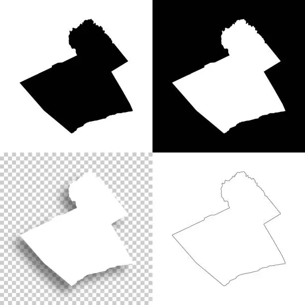 Vector illustration of Carbon County, Pennsylvania. Maps for design. Blank, white and black backgrounds