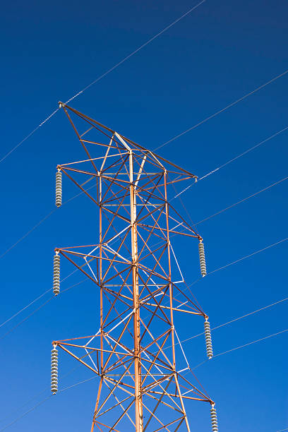 High Voltage Power Line Tower stock photo