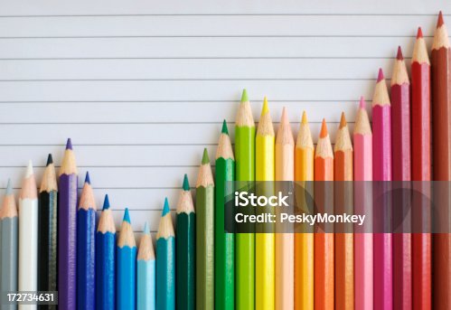 istock Colored Pencil Bar Graph Lined Paper Gives Successful Result 172734631