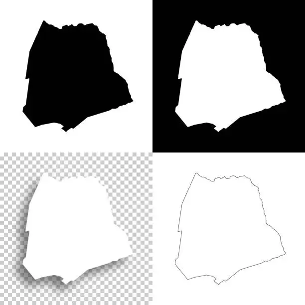 Vector illustration of Hart County, Georgia. Maps for design. Blank, white and black backgrounds