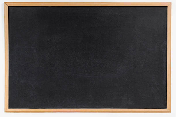 Blank blackboard with wooden frame background stock photo