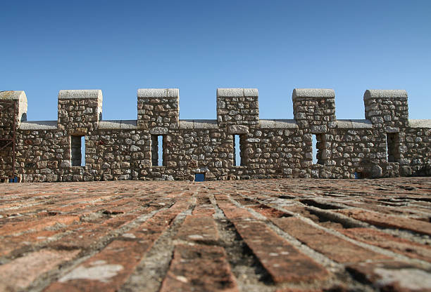 Castle Wall Castle wall. Low angle view. fortified wall stock pictures, royalty-free photos & images
