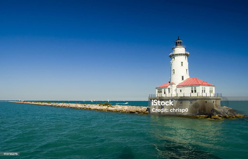 Chicago Harbor Lighthouse - Zbiór zdjęć royalty-free (Chicago - Illinois)
