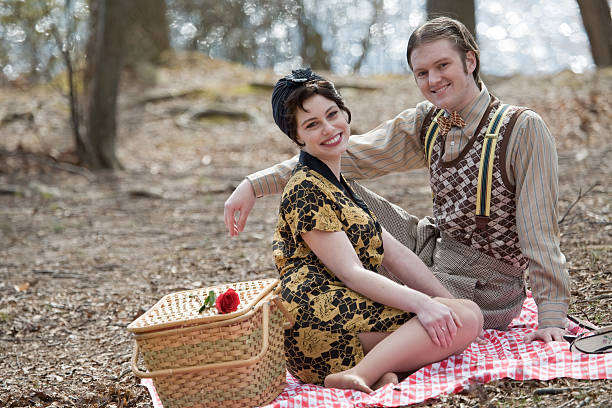 istock 1920s style couple has a picnic 172735318
