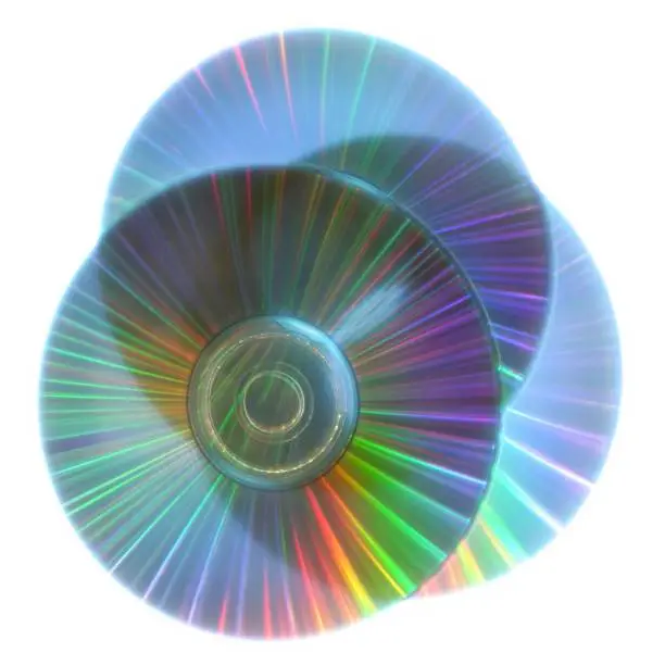 3 Translucent CDs/DVDs showing off their prism effect on light.All images in this series...