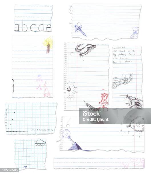 Lágrimas Doodled Libro Escolar Foto de stock y más banco de imágenes de Papel para gráficos - Papel para gráficos, Rasgado, Garabato