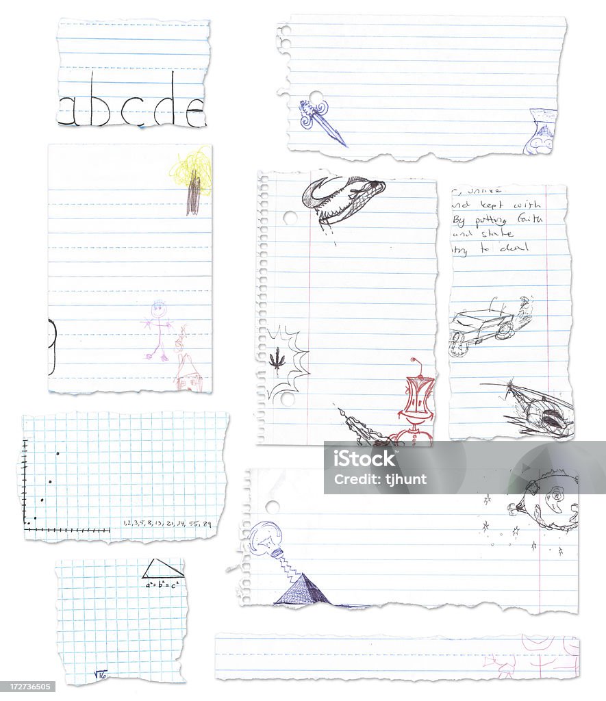 Doodled 학교 종이 눈물 - 로열티 프리 그래프 종이 스톡 사진