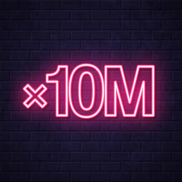 istock x10M, Ten million times. Glowing neon icon on brick wall background 1727365154