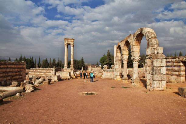 römische ruinen in anjar, libanon - greco roman fotos stock-fotos und bilder