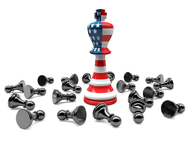 istock 3D USA Chess King winning on Pawns 172736784